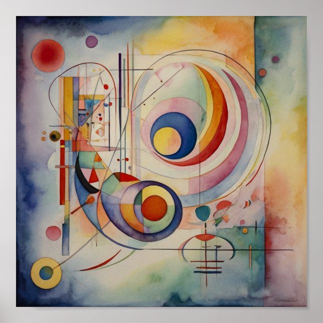 Arte abstracto elegante de acuarela póster (Frente)