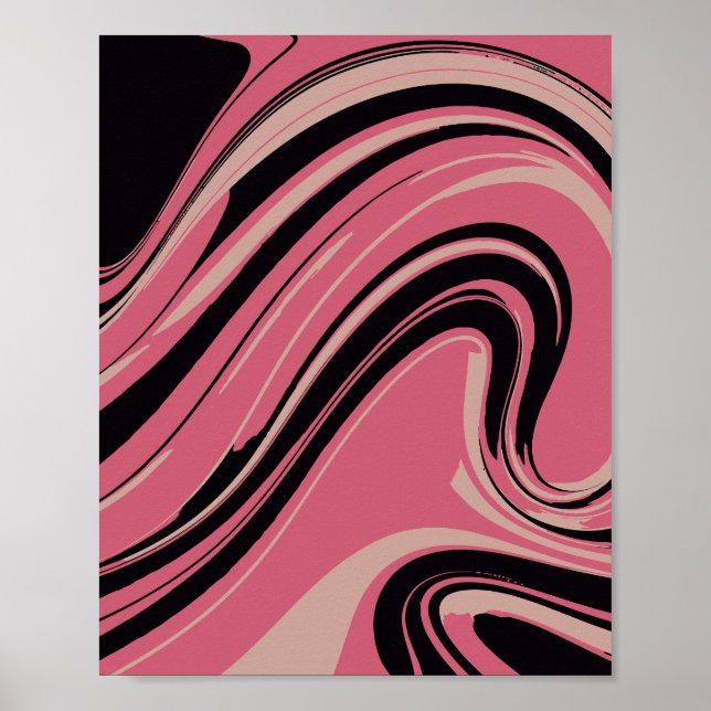 Arte abstracto elegante rosa y negro (Frente)