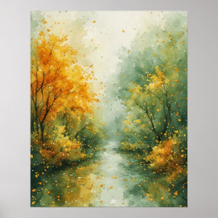 Arte abstracto en acuarela de otoño