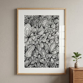 Arte abstracto en blanco y negro dibujado a mano c