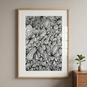 Arte abstracto en blanco y negro dibujado a mano c