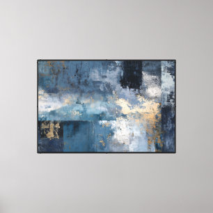 Arte abstracto en cuadrícula azul y dorado en capa