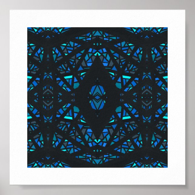 Arte abstracto en gouache azul espectroscópico (Frente)