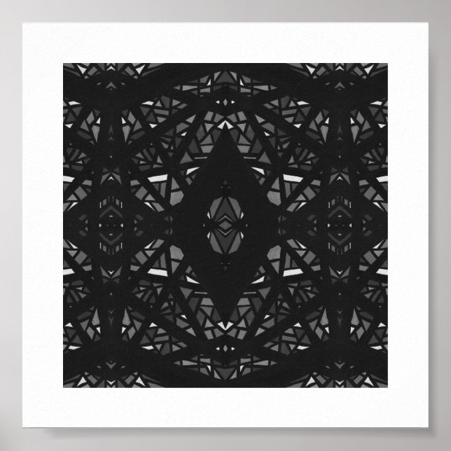 Arte abstracto en gouache blanco y negro espectros (Frente)