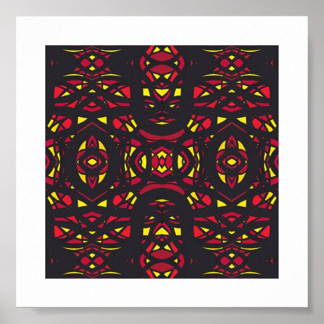 Arte abstracto en gouache rojo naranja amarillo de (Frente)