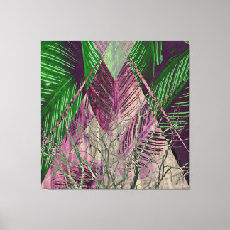 Arte abstracto en lienzo de hojas de palma púrpura