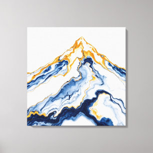 Arte abstracto en lienzo de mármol dorado y azul m