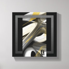 Arte abstracto en lienzo tendencia 8x8" negro blan