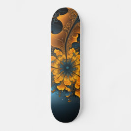 Arte abstracto en naranja y azul para skateboard