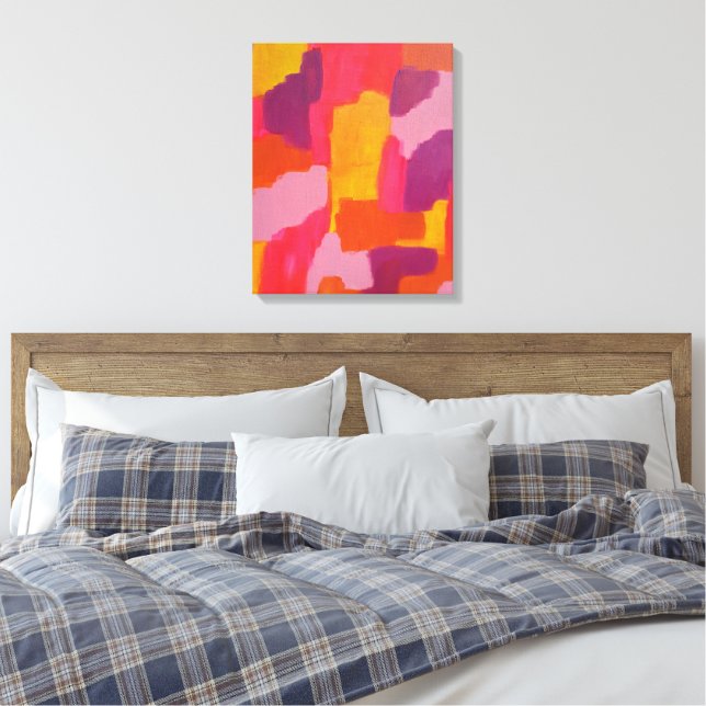 Arte abstracto en negrita rosa y amarillo (Insitu(Dormitorio))