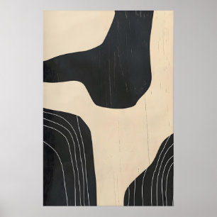Arte abstracto en negro y beige, impresión Giclée
