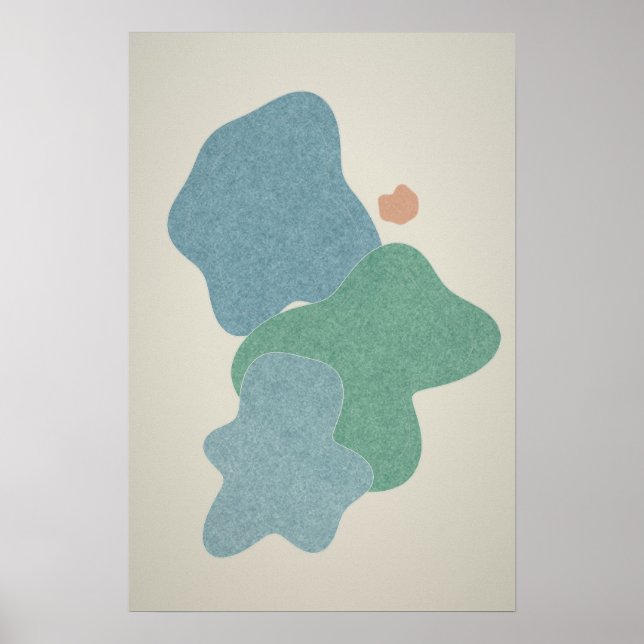 Arte abstracto en póster de Cool Blue & Jade (Frente)