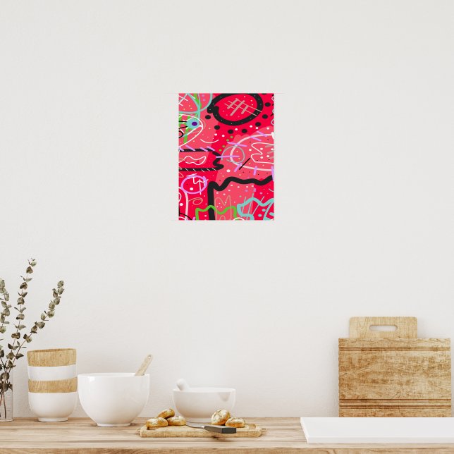 Arte abstracto en rojo (Cocina)