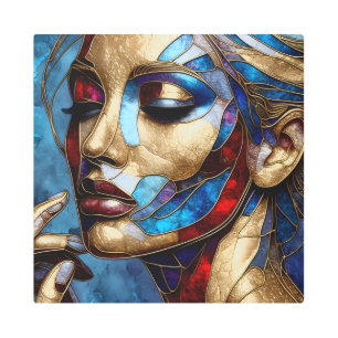 Arte abstracto en vidrios de la cara de una mujer