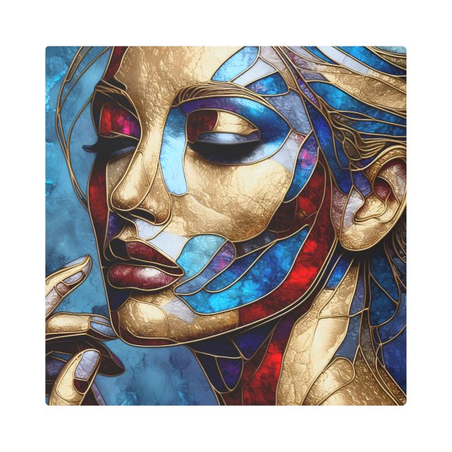 Arte abstracto en vidrios de la cara de una mujer (Anverso)