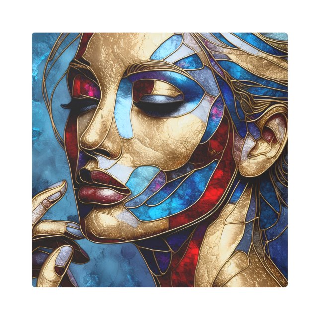 Arte abstracto en vidrios de la cara de una mujer (Anverso)