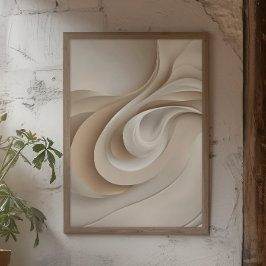 Arte Abstracto Esculturado Beige Contemporáneo