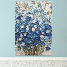 Arte abstracto floral Bouquet Azul y Blanco en par