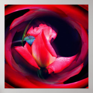 Arte abstracto floral de capullo de rosa rosa