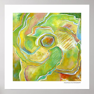 Arte abstracto floral moderno en amarillo y verde