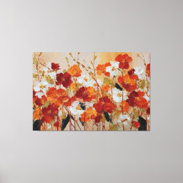 Arte abstracto floral rojo y dorado radiante en pa