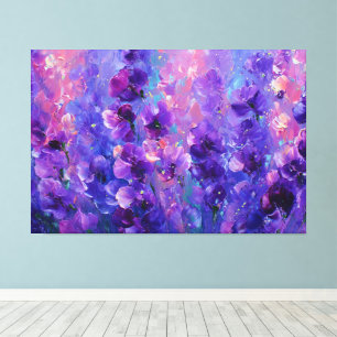 Arte abstracto floral violeta púrpura soñado en pa