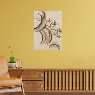 Arte abstracto floral y líneas de caligrafía terro