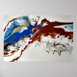 Arte abstracto fluido de mármol dorado marrón azul
