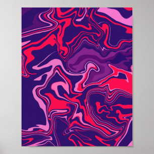 Arte abstracto fluido en rojo, rosa y púrpura