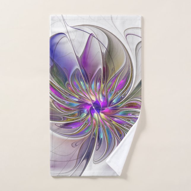Arte abstracto fractal de flores enérgico y colori (Toalla de mano)