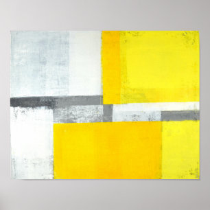 Arte abstracto "fuerte" gris y amarillo