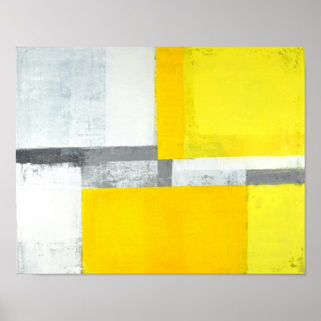 Arte abstracto "fuerte" gris y amarillo (Frente)