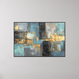 Arte abstracto geográfico azul y dorado veteado