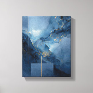Arte abstracto geométrico azul de niebla enmarcado