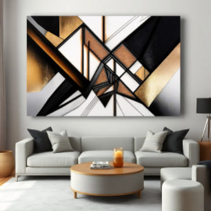 Arte abstracto geométrico de lujo en madera y oro