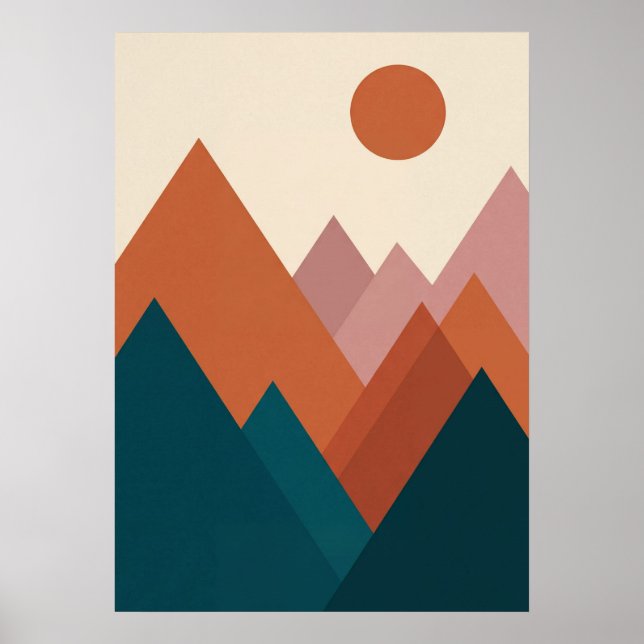 : Arte abstracto geométrico de montaña boho minima (Frente)