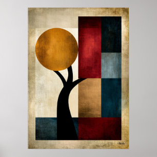 Arte abstracto geométrico de paisaje zen japonés p