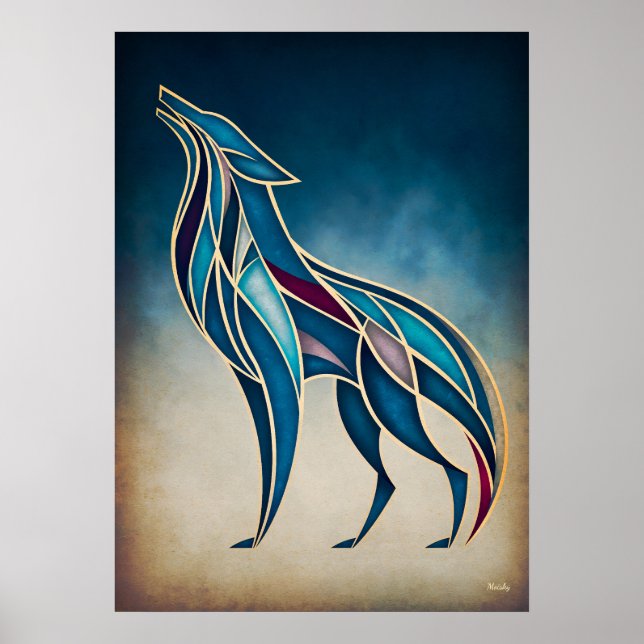 Arte abstracto geométrico del espíritu del lobo co (Frente)