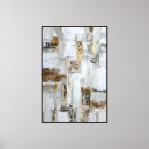 Arte abstracto geométrico en beige, gris y dorado: