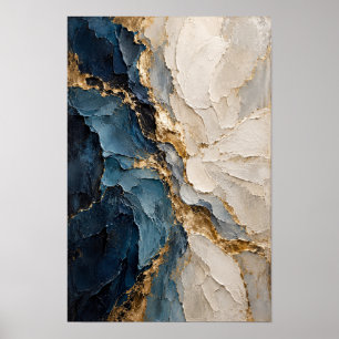 Arte abstracto geométrico en beige teal y dorado e
