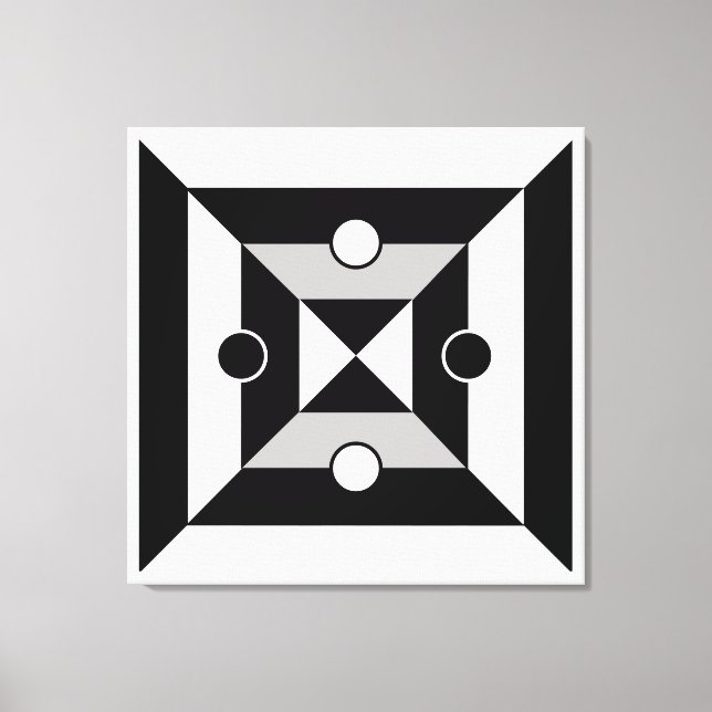 Arte abstracto geométrico en negro, gris y blanco (Anverso)