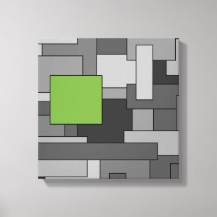 Arte abstracto geométrico gris y verde claro