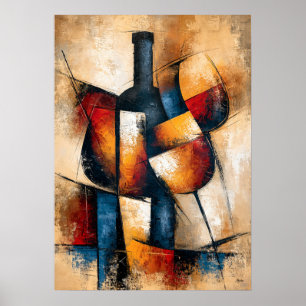 Arte abstracto geométrico japonés de vino Kanpai