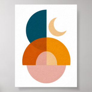 Arte abstracto geométrico moderno de la luna