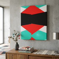 Arte Abstracto Geométrico Moderno Rojo y Turquesa