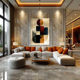 Arte abstracto geométrico ondulado Zen japonés par