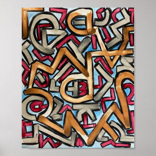 Arte abstracto geométrico pintado a mano en gris r