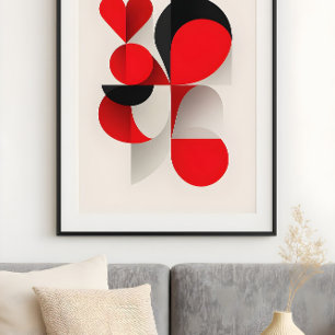 Arte abstracto geométrico rojo y negro LOVE 