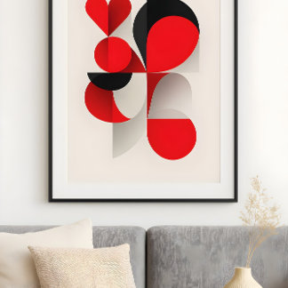 Arte abstracto geométrico rojo y negro LOVE 