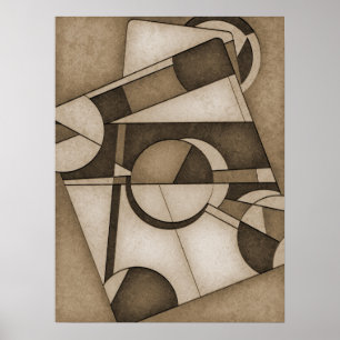 Arte Abstracto Geométrico Tono Sepia Texturizado